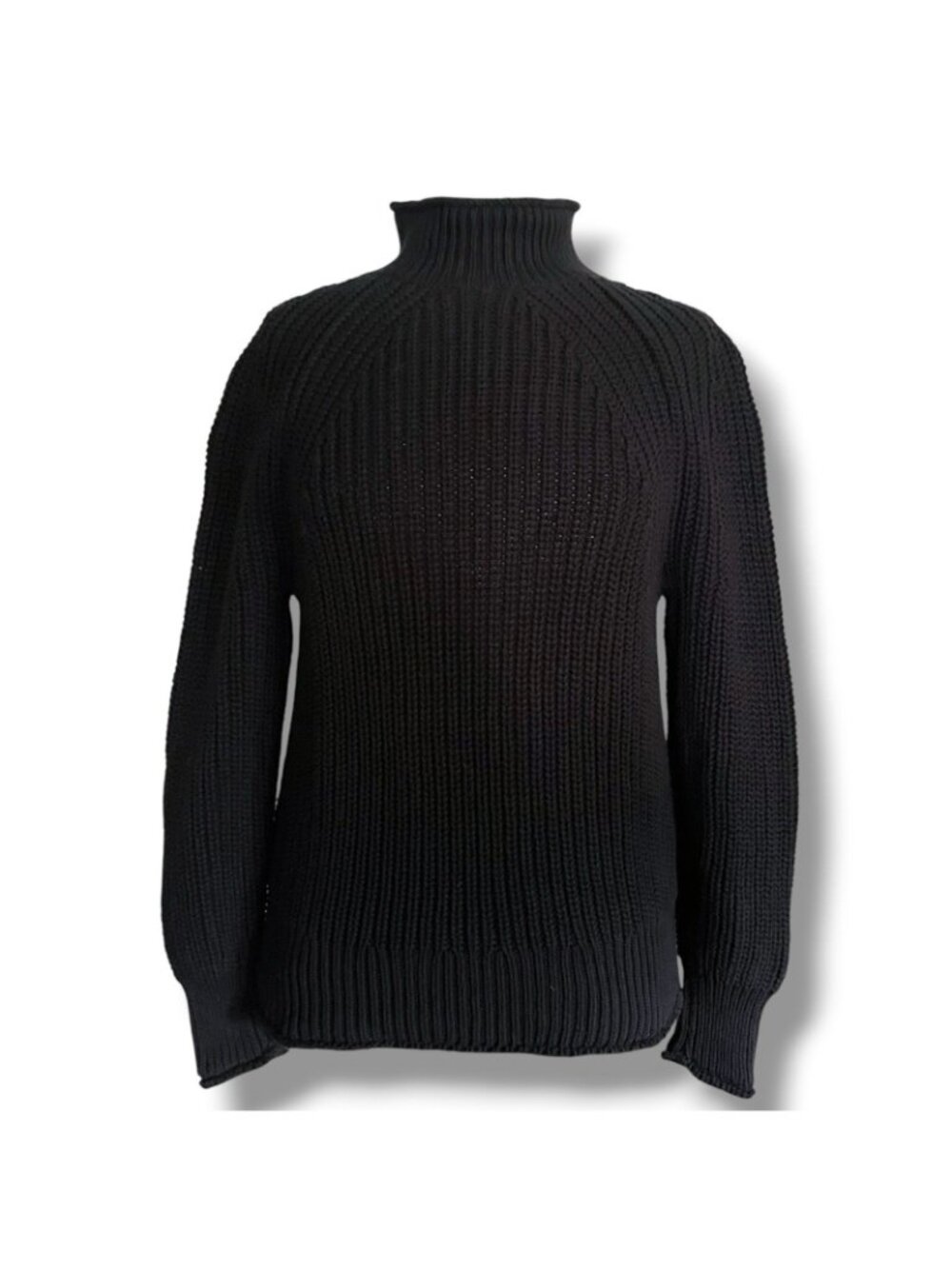 J Crew Womens Relaxed Rollneck Sweater XS Black Cotton Preppy Oversized Chunky - Picture 3 of 10